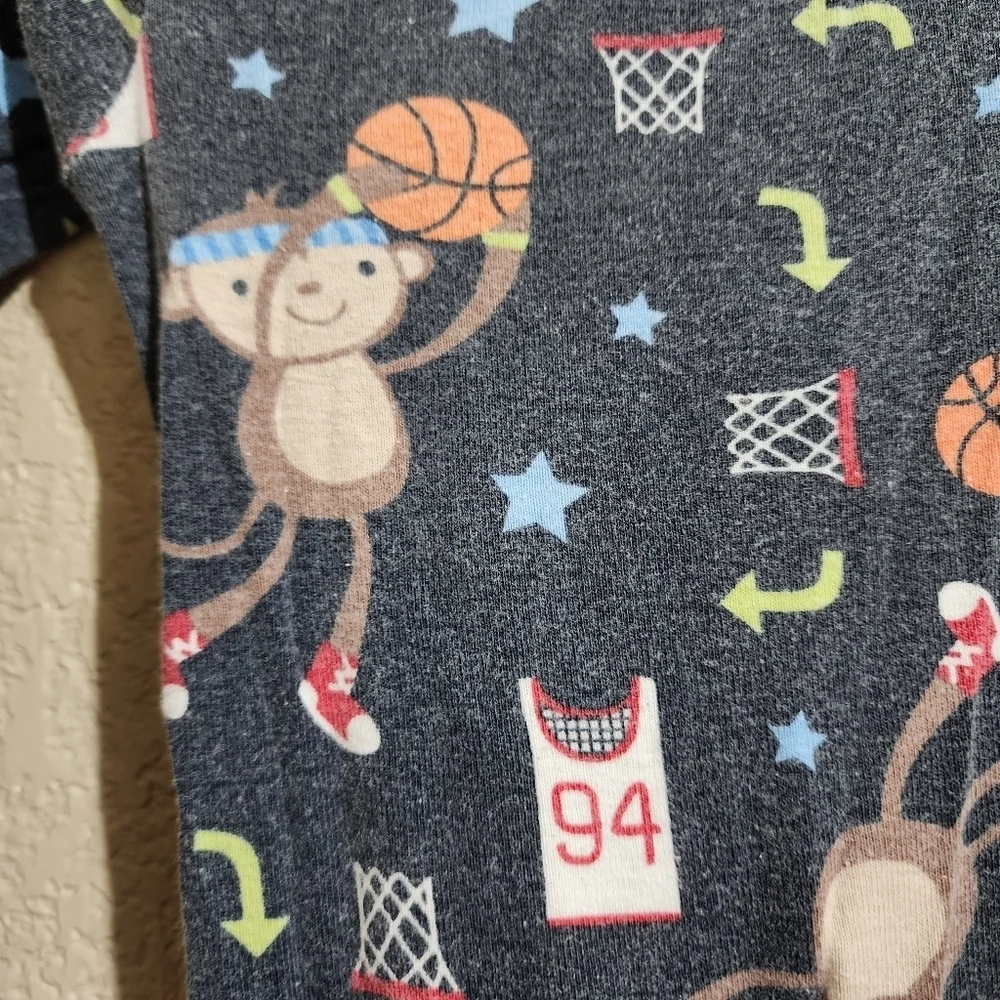 Old Navy monkey basketball zip up footie pajama Size 2T